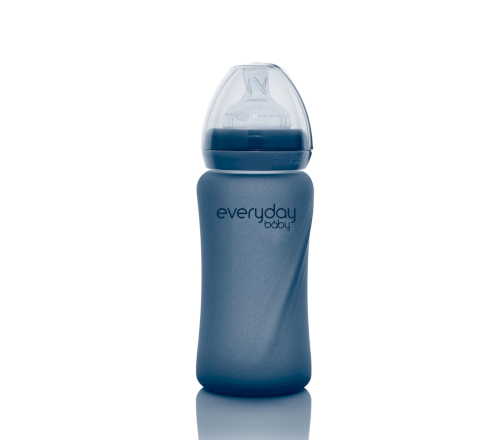 Скляна термочутлива дитяча пляшечка Everyday Baby (300 мл) чорничний